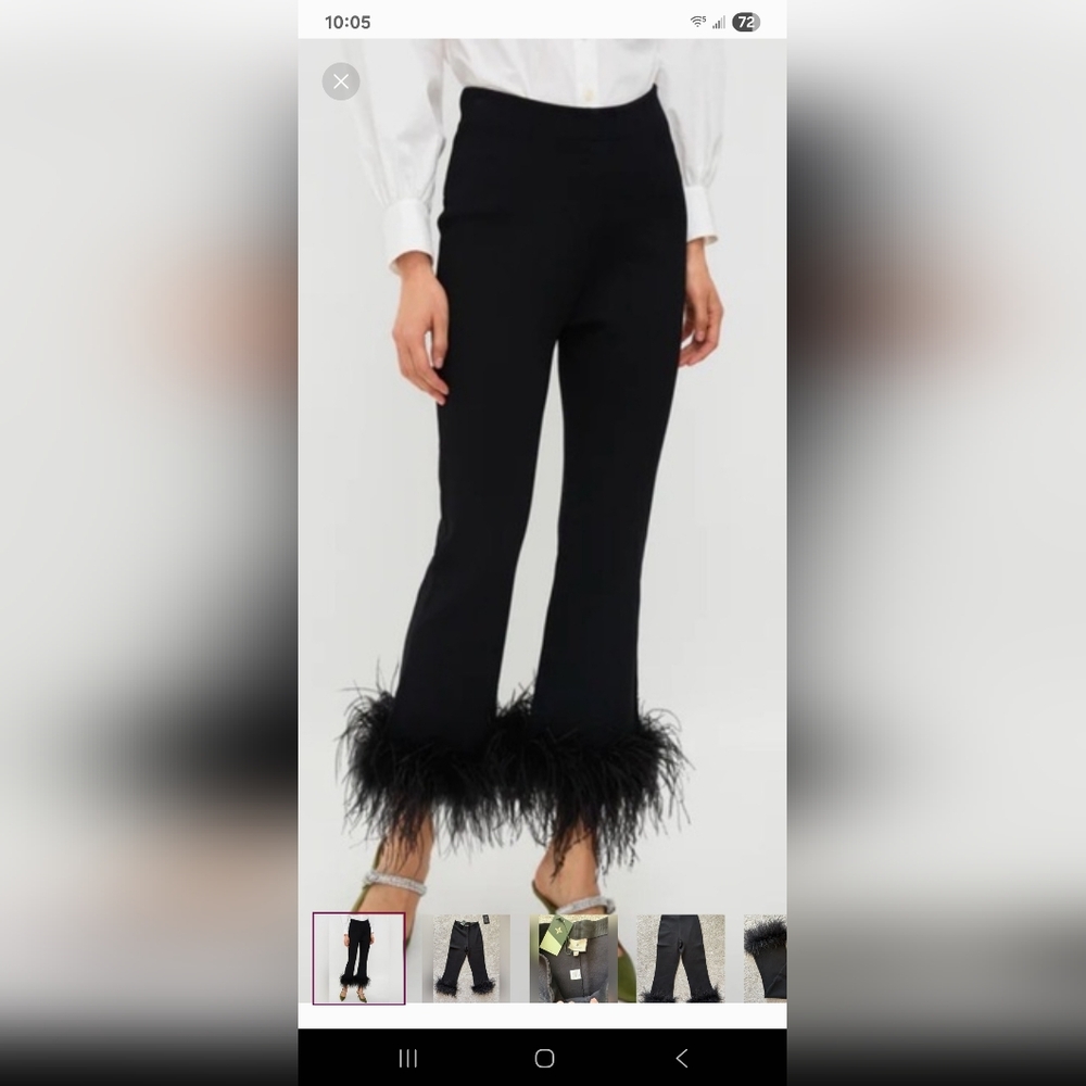 Elegant Black Feather Trim Tuckernuck Pants NWT Size XL